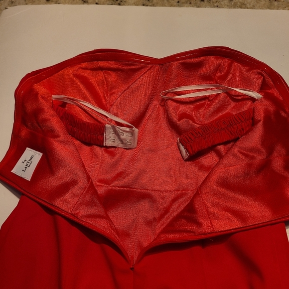 Lan Ting bride red  jumpsuit women's sz.XS Strapless - Picture 4 of 9